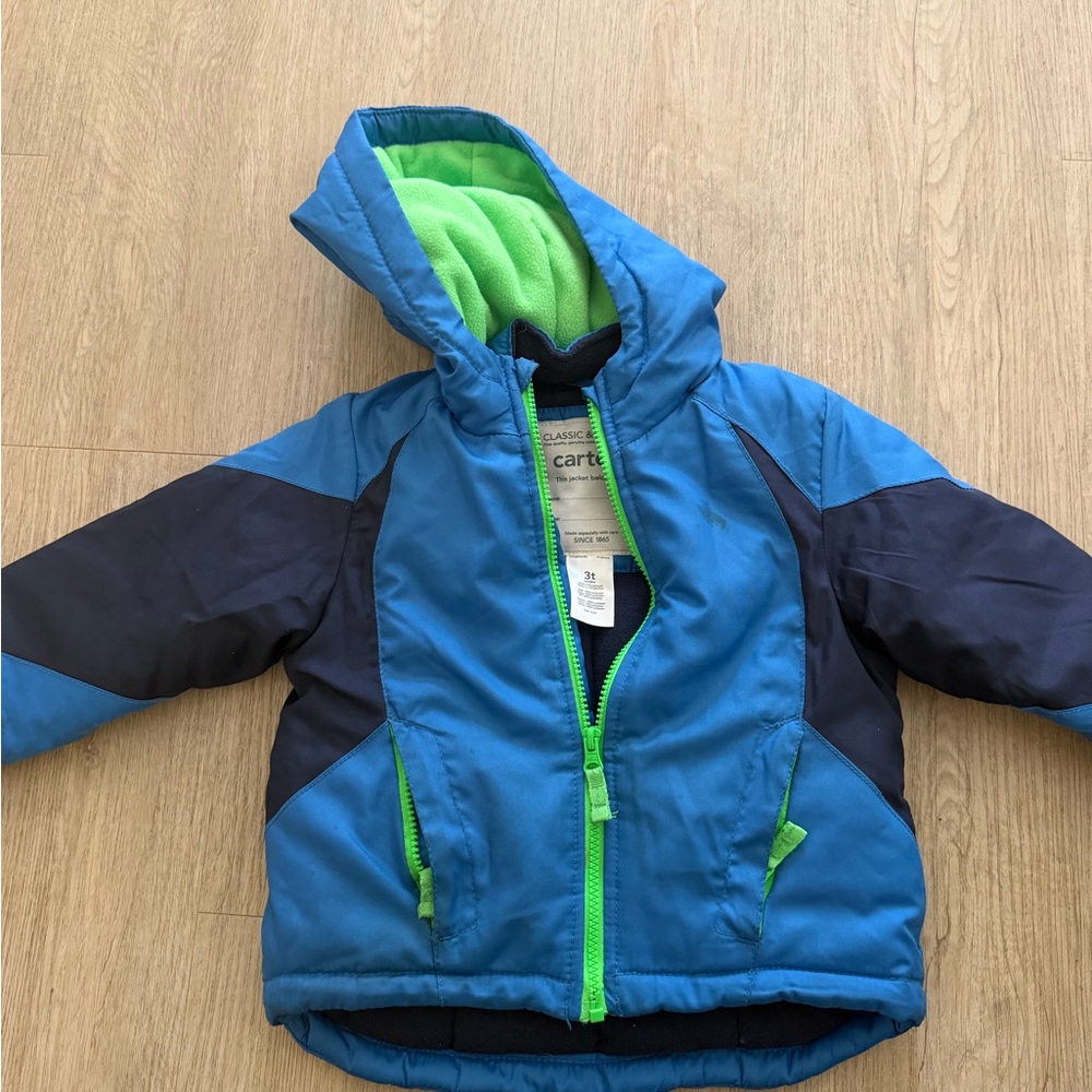 Carter's Vibrant Blue and Lime Hooded Jacket